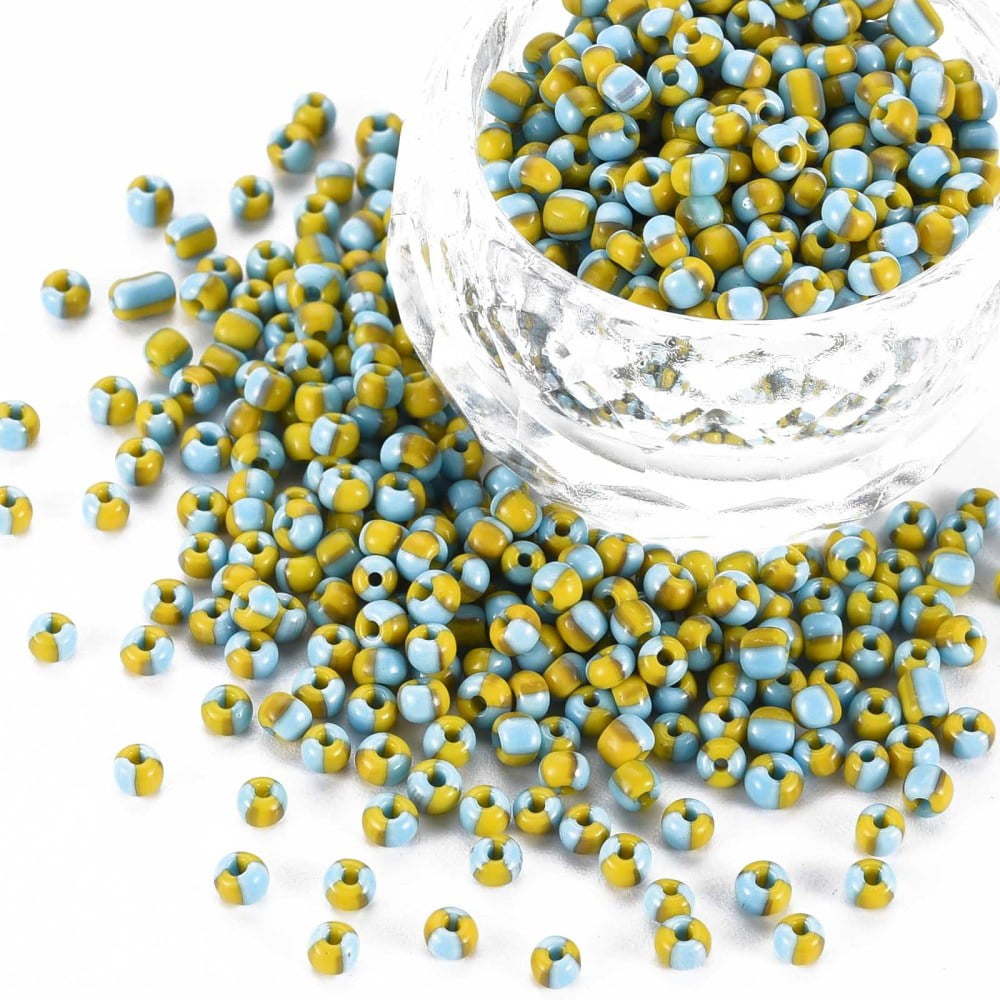 8/0 Glass Seed Beads Opaque Colours Seep Deep Sky Blue 3mm hole:1mm