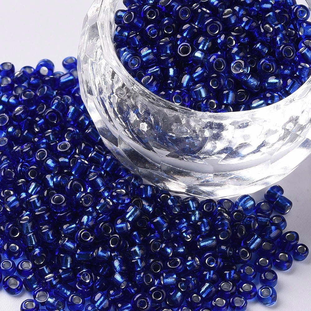 8/0 Glass Seed Beads Silver Lined Round Hole Round Blue 3mm Hole: 1mm about 10000 beads/pound
