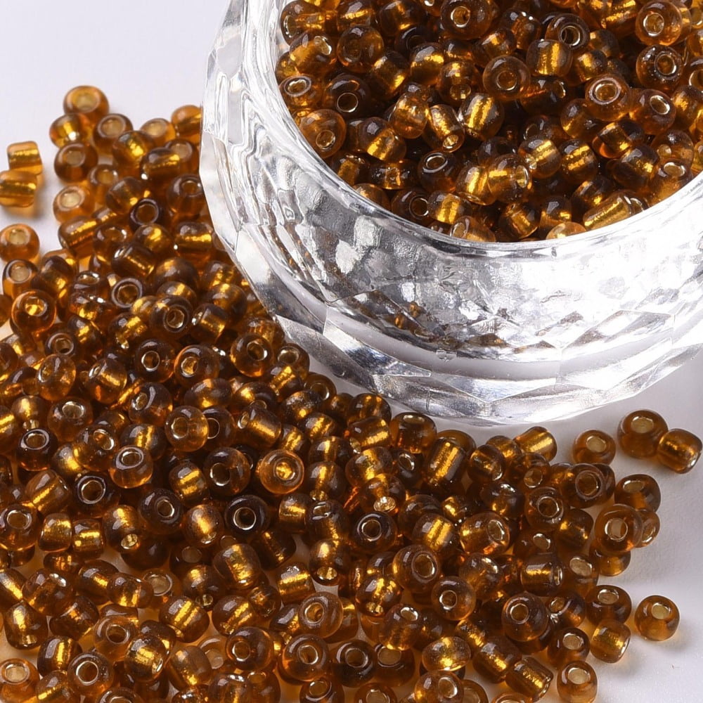 8/0 Glass Seed Beads Silver Lined Round Hole Round Dark Goldenrod 3mm Hole: 1mm about 10000 beads/pound