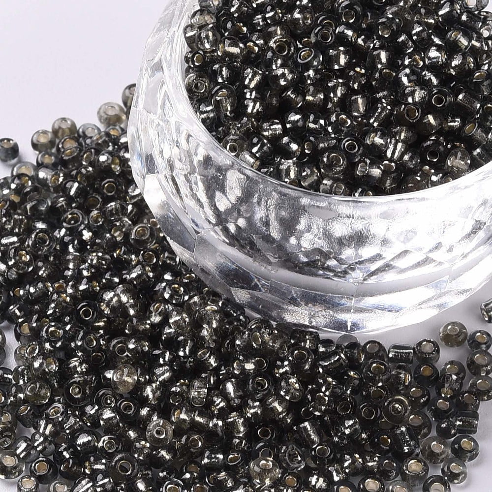 8/0 Glass Seed Beads Silver Lined Round Hole Round Light Grey 3mm Hole: 1mm about 10000 beads/pound