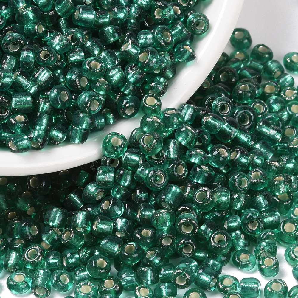 8/0 Glass Seed Beads Silver Lined Round Hole Round Medium Aquamarine 3mm Hole: 1mm about 10000 beads/pound