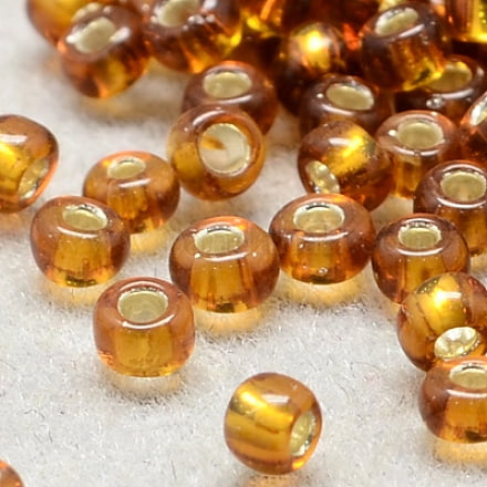 8/0 Grade A Round Glass Seed Beads Silver Lined Dark Goldenrod 8/0 3x2mm Hole: 1mm about 10000pcs/pound