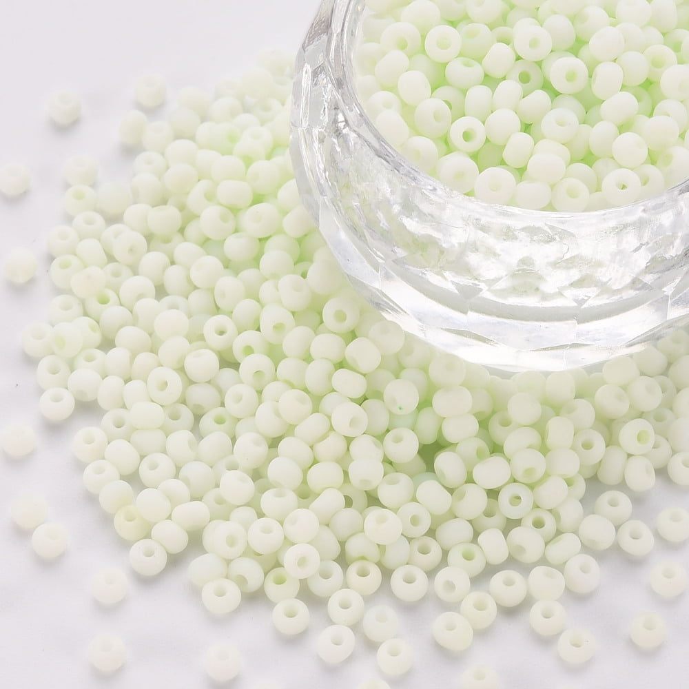 8/0 Opaque Glass Seed Beads Round Hole Frosted Colours Round Honeydew 3~4x2~3mm Hole: 0.8mm about 15000pcs/Pound