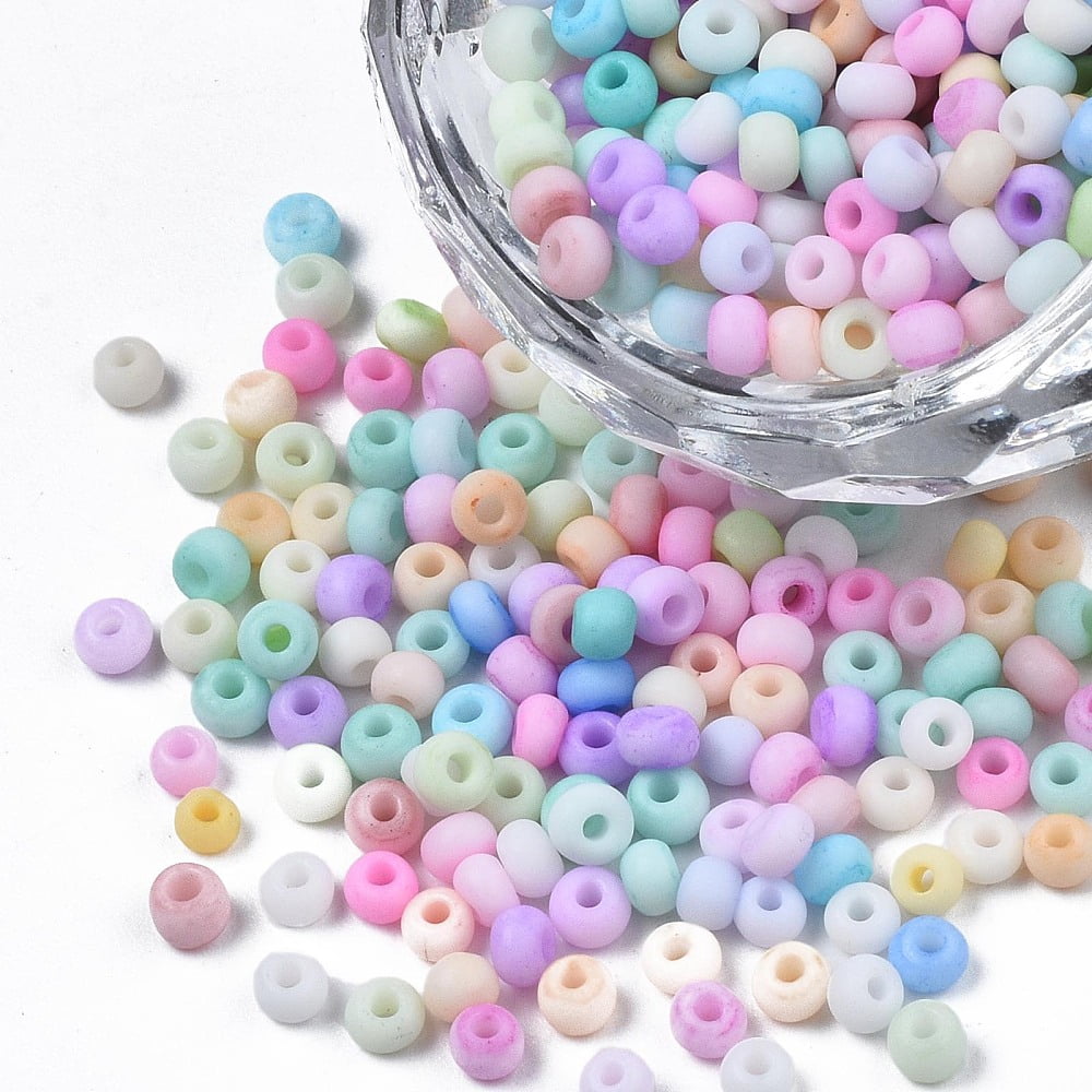 8/0 Opaque Glass Seed Beads Round Hole Frosted Colours Round Mixed Color 3~4x2~3mm Hole: 0.8mm about 15000pcs/Pound