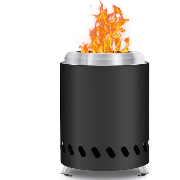 8.0 x 5.5in Small Tabletop Fire Pit, Portable Mini Smokeless Table Top Firepit, Low Smoke Camping Stove for Outdoor & Patio, Fueled by Pellets or Wood, with Travel Bag, Stainless Steel, Silver