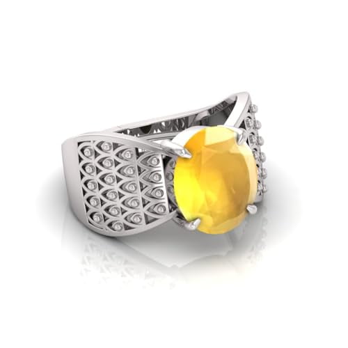 HARSHALI GEMS Natural Yellow Sapphire (Pukhraj) Ring - 9.25 Ratti / 8.60 Carat, Unheated, Lab Certified