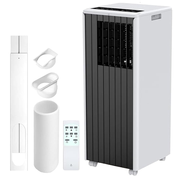 8,000 BTU (ASHRAE) Portable Air Conditioner for Rooms up to 300 Sq Ft - 3-in-1 Cooling/Dehumidifier/Fan - Quiet Sleep Mode, 24H Timer, Remote Control & Window Exhaust Hose Kit