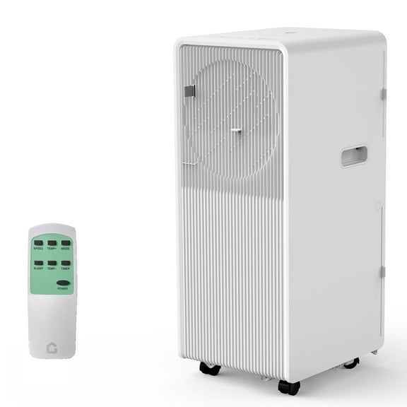 8,000 BTU Drainage-free Portable Air Conditioner for Indoor Rooms, 3-In-1 AC Unit for Bedroom 200-350 Sq.Ft, Dehumidifier, Fan, Sleep Mode, 24 Timer, Remote Control, Window Kits, White