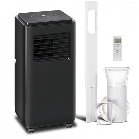 8,000 BTU Moible Air Conditioner 345 Sq. Ft., Dehumidifier Fan Auto Sleep with 24H Timer On/Off, Window Kit, Black