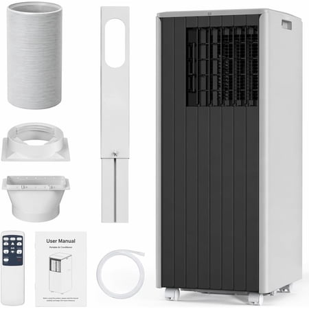 8,000 BTU Portable AC Unit, 3-in-1 Air Conditioner with Cooling, Dehumidifier & Fan - LED Touch Panel, Remote Control, Quiet Operation, Compact Design, Covers Up to 350 Sq. Ft.