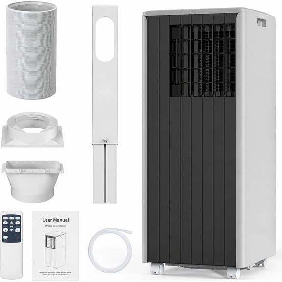 8,000 BTU Portable AC Unit, 3-in-1 Air Conditioner with Cooling, Dehumidifier & Fan - LED Touch Panel, Remote Control, Quiet Operation, Compact Design, Covers Up to 350 Sq. Ft.