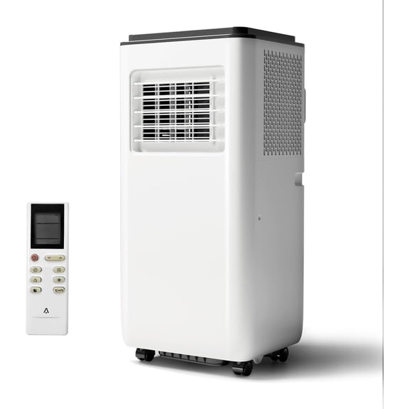 8,000 BTU Portable Air Conditioner, 3-In-1 Cooling, Dehumidifier & Fan for Rooms Up to 350 Sq.Ft, Remote Control, 24H Timer, Quiet 50 DB, Window Kit Included, White & Grey