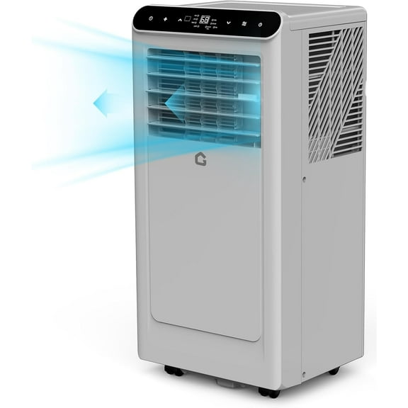 8,000 BTU Portable Air Conditioner, 3-In-1 Cooling, Dehumidifier & Fan for Rooms Up to 350 Sq.Ft, Remote Control, Quiet 51 DB, 24H Timer, Window Kit Included, Grey