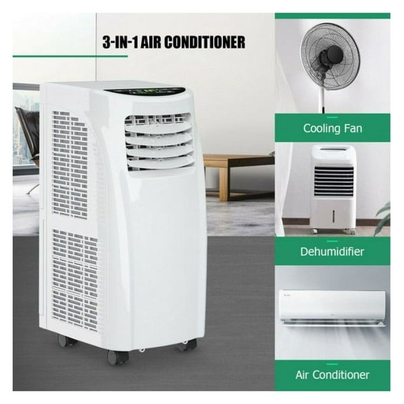 8,000 BTU Portable Air Conditioner - 3-in-1 AC Unit with Dehumidifier & Fan, Sleep Mode, Remote, Timer, Washable Filter - for Bedroom, Office, Small Spaces - 230 sq ft Coverage