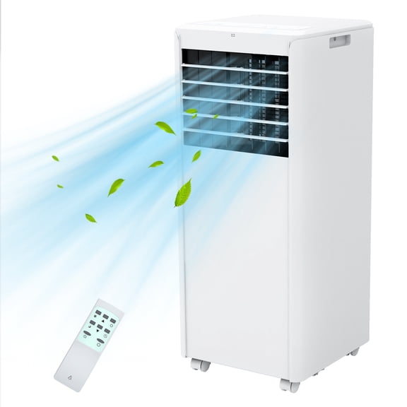 8,000 BTU Portable Air Conditioner with Built-In Dehumidifier - Portable AC Unit for Rooms Up to 450 Sq Ft - Remote Control, Window Kit, 3 Fan Speeds, Easy to Move