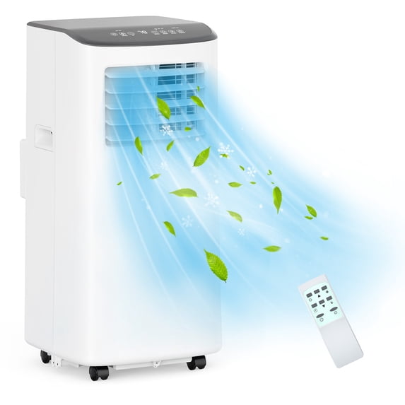 8,000 BTU Portable Air Conditioner with Built-In Dehumidifier, Small AC Unit with Remote Control, Window Mount Exhaust Kit, for Rooms Up to 700 Sq. ft. Easy to Move