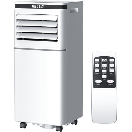 8,000 BTU Portable Air Conditioner, Compact AC with Remote Control, Adjustable Thermostat, Sleep Mode & 24H Timer, Window Vent Kit Included for Bedroom, Dorm & Home Office
