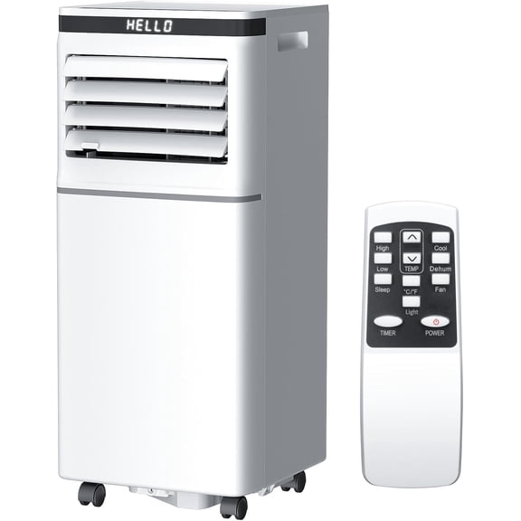 8,000 BTU Portable Air Conditioner, Compact AC with Remote Control, Adjustable Thermostat, Sleep Mode & 24H Timer, Window Vent Kit Included for Bedroom, Dorm & Home Office