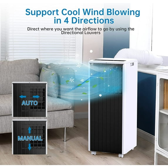 8,000 BTU Portable Air Conditioner, Cools up to 350 Sq. Ft, LED Touch Panel, Built-in Dehumidifier, Fan, 3 in 1 A/C Unit with Remote Control for Home Office Dorm RV