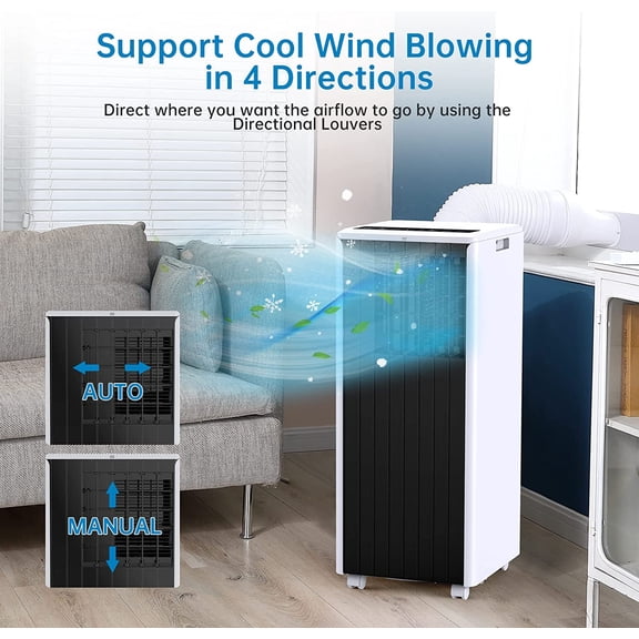 8,000 BTU Portable Air Conditioner, Cools up to 350 Sq. Ft, LED Touch Panel, Built-in Dehumidifier, Fan, 3 in 1 A/C Unit with Remote Control for Home Office Dorm RV
