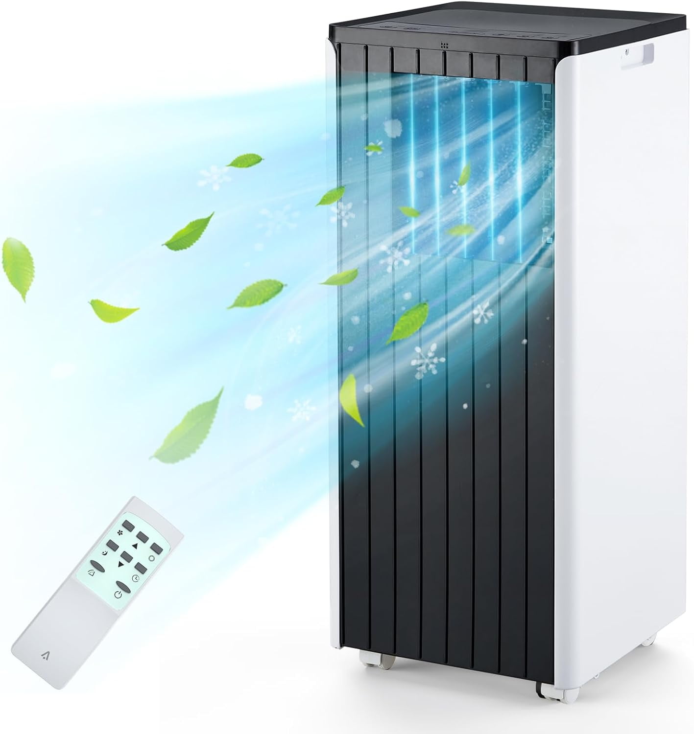Black and White 8,000 BTU Portable Air Conditioner with Remote