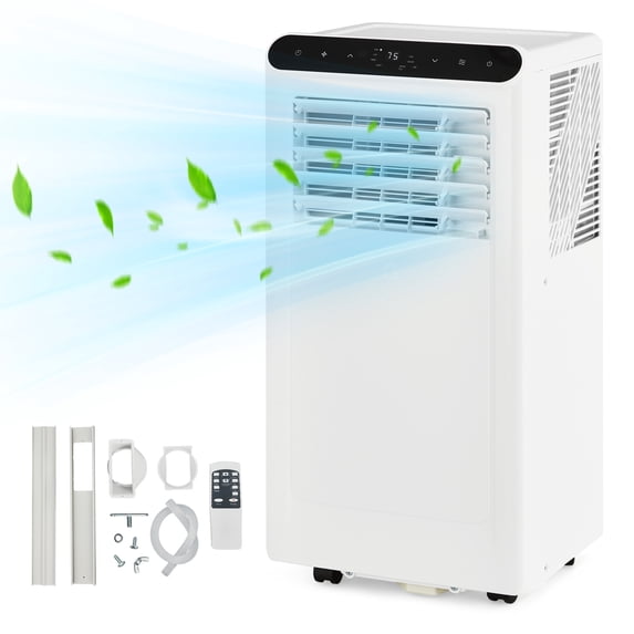 8,000 BTU Portable Air Conditioner for Room Up to 350 Sq.Ft, 3-In-1 AC Unit with Built-In Dehumidifier & Fan, Remote Control, 24H Timer, Window Kit, Energy Efficiency
