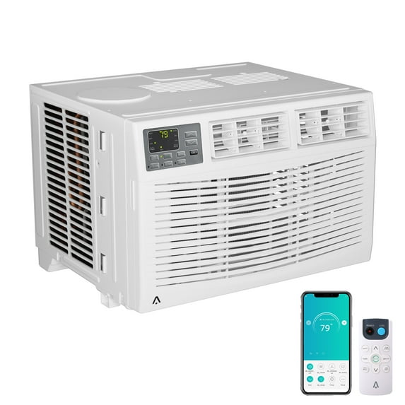 8,000 BTU Smart Window Air Conditioner – Wifi Enabled Window AC Unit, Energy Efficient Cooling for Rooms Up to 350 Sq.ft – Includes Remote, App Control & Easy Install Kit