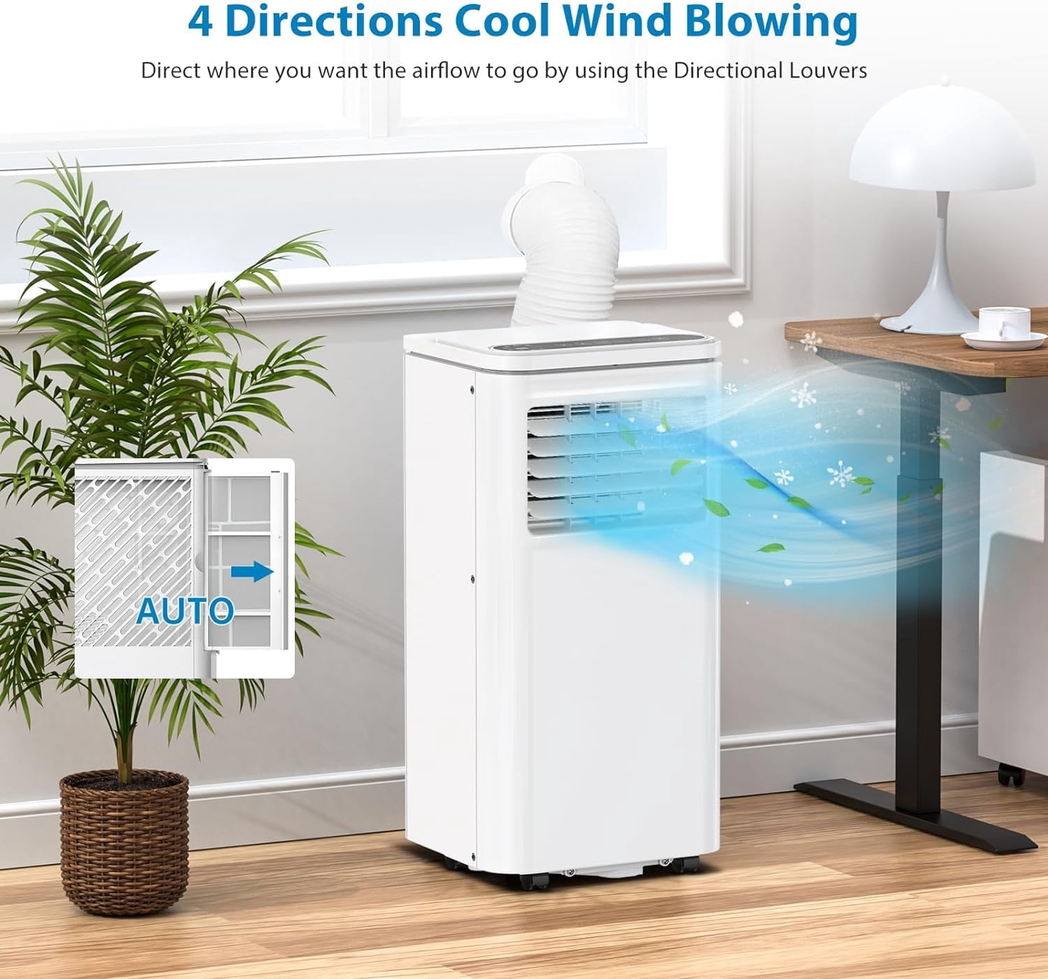 UIRIO 8000 BTU Portable Air Conditioner With Remote - White Evaporative Cooler Fan