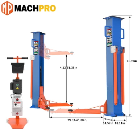 8,000 lbs Portable Two-Post Car Lift – Heavy-Duty Vehicle Hoist with Double S-Column Design & 2.2KW Hydraulic Pump – 51.3" Max Lifting Height for Home Garage & Auto Shop