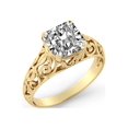 thumbnail image 1 of 8.00MM D-F VS Moissanite Ring (2.15 ct Moissanite Weight, 2.4 ct dew) Cushion Cut 14K Gold, 1 of 4