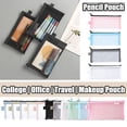 thumbnail image 1 of 8.07" x 3.54" Mesh Pencil Bags, Zipper Mesh Pouch with Clear Nylon Design, Multifunctional Pencil Case Organizer for College Office Travel Home, Lightweight Storage Bag, AKLJWH - #18 Black, 1 of 6