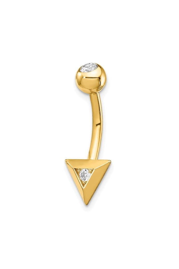 8.07mm 14k Triangle Cubic Zirconia Belly Ring