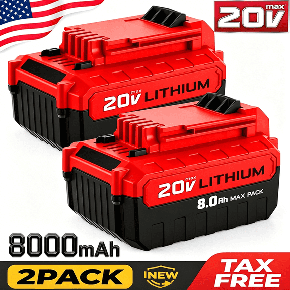 8.0Ah 20 Volt Max Replacement Battery for Porter Cable PCC685L PCC680L Power Tools 2-Pack