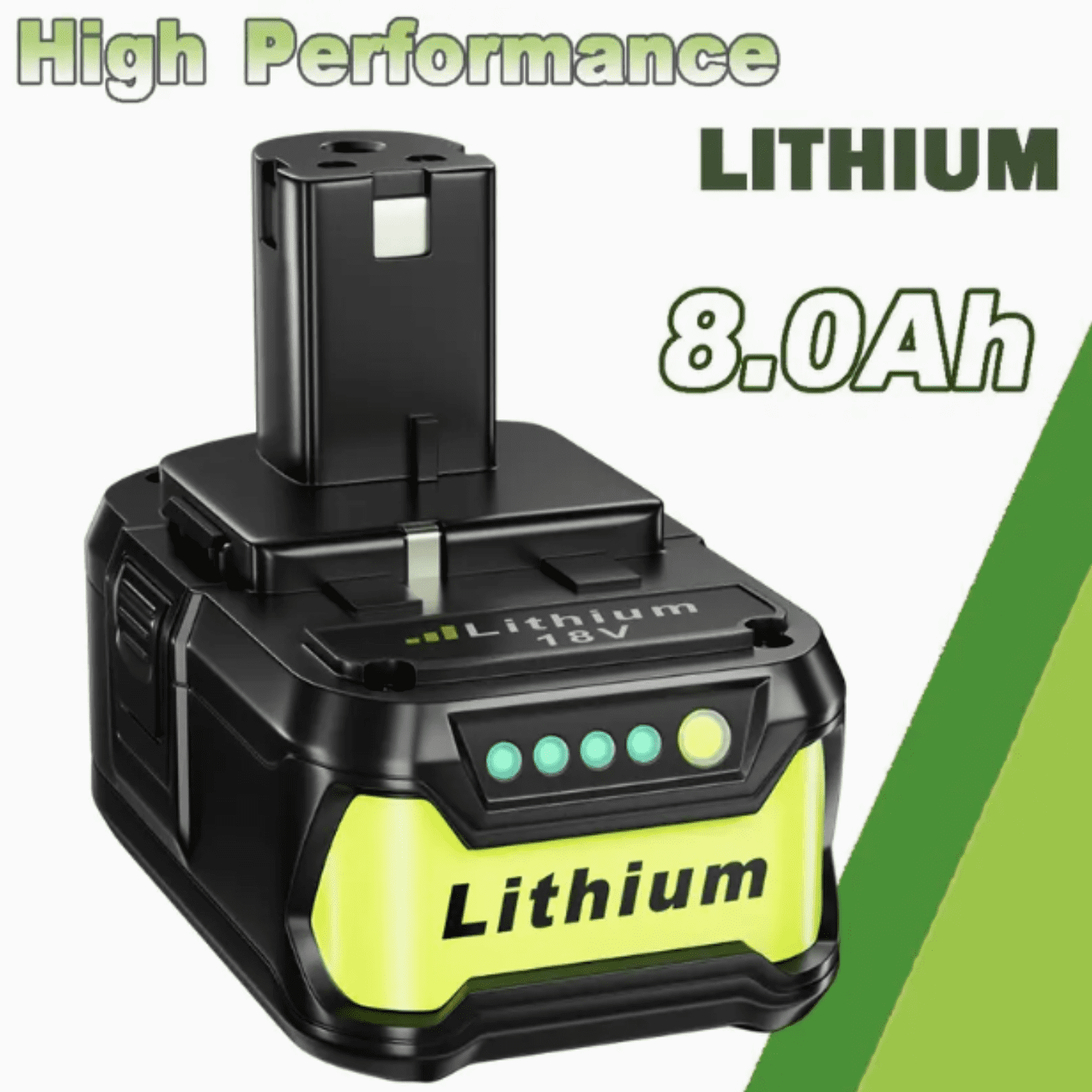 P108 8.0Ah Replacement for Ryobi 18 Volt Lithium ion Batteries for Ryobi One 18V Cordless Tools P108 P107 P102