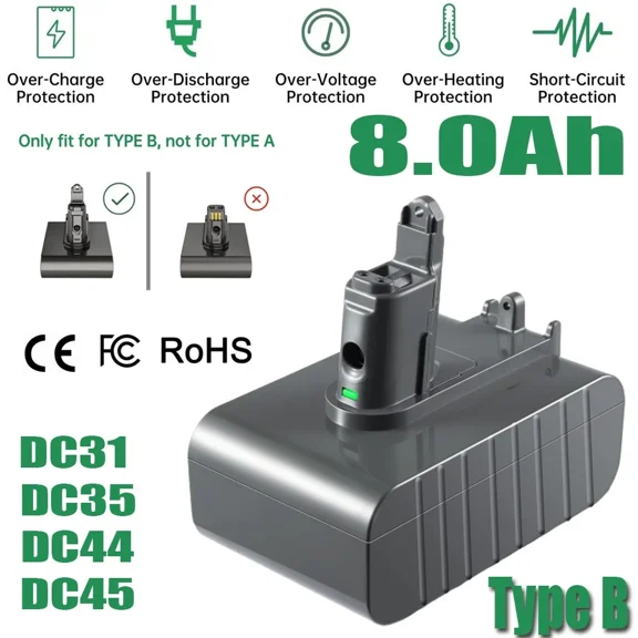 8.0Ah Battery for Dyson Type-B DC31 DC34 DC35 DC44 DC45 DC46 DC56 Battery