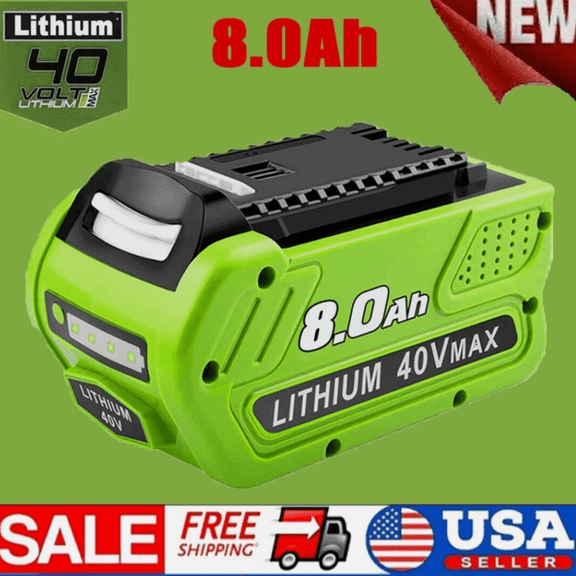 8.0Ah Lithium-ion Replacement Batteries Compatible with GreenWorks 40V Battery Models 29472, 29462, 29252, 20202, 22262, 25312 Power Tools