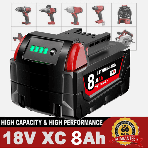 8.0Ah M-18 Battery Replacement for 18V Battery 48-11-1862 48-11-1852 48-11-1880 Compatible with 18 Volt Batteries Cordless Power Tools