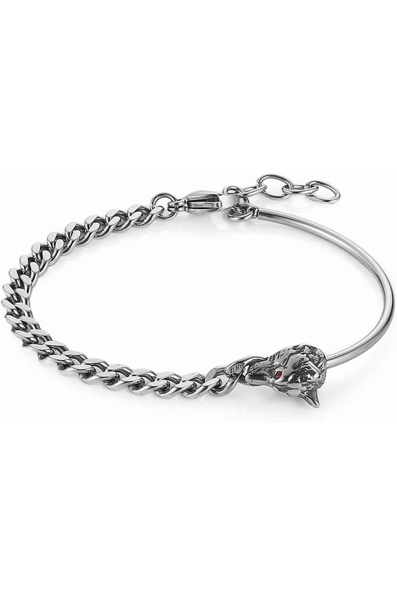 8.0In Goth Viking Wolf Link Bracelet for Men Women Cuban Chain Bracelet