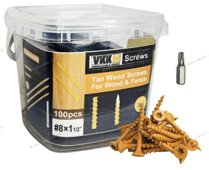 #8 * 1-1/2 Deck Screws, T25 Torx Exterior Wood Screws, Sharp Self-Tapping Decking Screw with Reinforced Neck, for Decking, Fencing and Wood Projects, Tan(#8 * 1-1/2 450PCS)