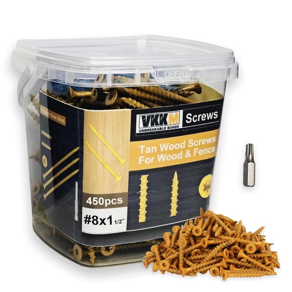 #8 * 1-1/2 Deck Screws, T25 Torx Exterior Wood Screws, Sharp Self-Tapping Decking Screw with Reinforced Neck, for Decking, Fencing and Wood Projects, Tan(#8 * 1-1/2 450PCS)