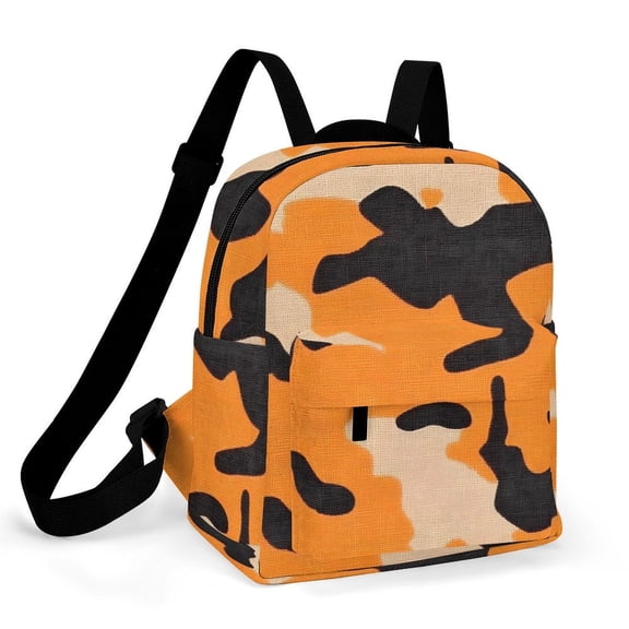 8.110in Casual Women'S Backpack With Anti-Contraction And Stretch For Sports Activities Travel Picnics Texture Camo Army Orange_4