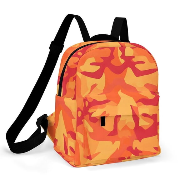 8.110in Casual Women'S Backpack With Anti-Contraction And Stretch For Sports Activities Travel Picnics Vector Camouflage Pattern Orange Red_2