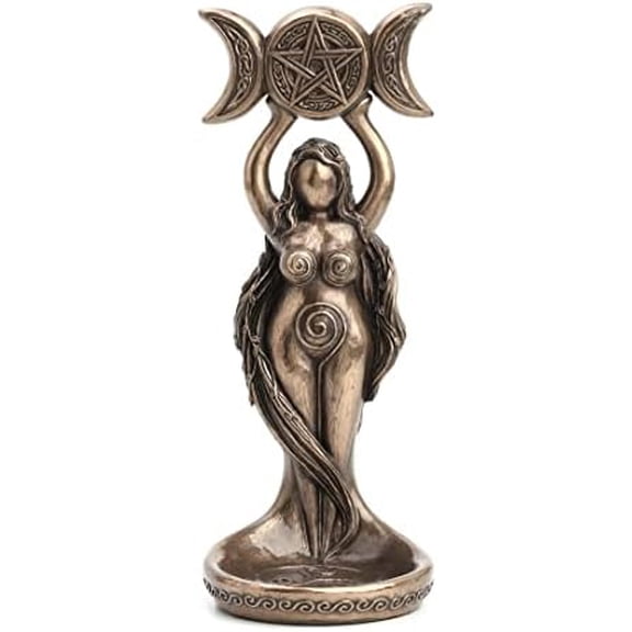 8 1/2 Inch Tall Triple Moon Goddess Hecate Tealight Candle Holder Resin Statue Bronze Finish$$Home Decor, Kitchen, & Other