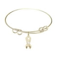 thumbnail image 1 of 8 1/2 inch Round Double Loop Bangle Bracelet w/ Cancer Awareness medal charm w/ April Crystal Swarovski Crystal, 1 of 3