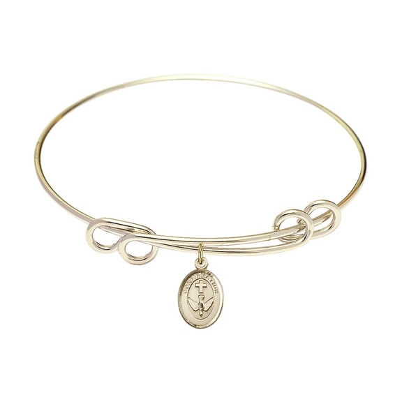 8 1/2 inch Round Double Loop Bangle Bracelet w/ Confirmation in Gold-Filled