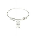 thumbnail image 1 of 8 1/2 inch Round Double Loop Bangle Bracelet w/ Cross Dog Tag in Sterling Silver, 1 of 3