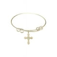 thumbnail image 1 of 8 1/2 inch Round Double Loop Bangle Bracelet w/ Cross medal charm w/ August Green Swarovski Crystal, 1 of 3