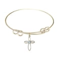 thumbnail image 1 of 8 1/2 inch Round Double Loop Bangle Bracelet w/ Loop Cross medal charm w/ March Blue Swarovski Crystal, 1 of 3