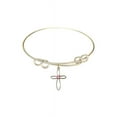thumbnail image 1 of 8 1/2 inch Round Double Loop Bangle Bracelet w/ Loop Cross medal charm w/ Rose Swarovski Crystal, 1 of 3