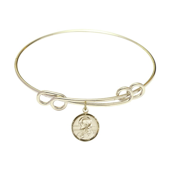 8 1/2 inch Round Double Loop Bangle Bracelet w/ Scapular in Gold-Filled